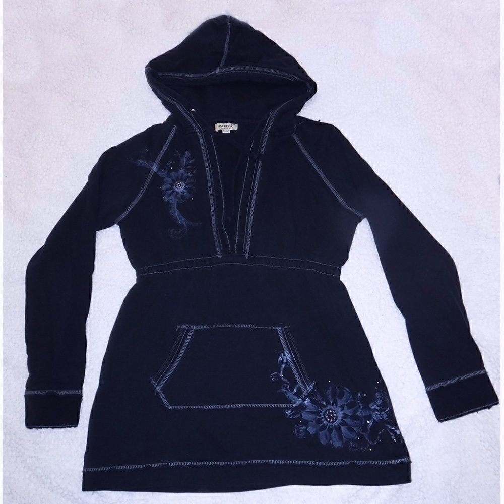 One World Bling black hoodie floral tunic